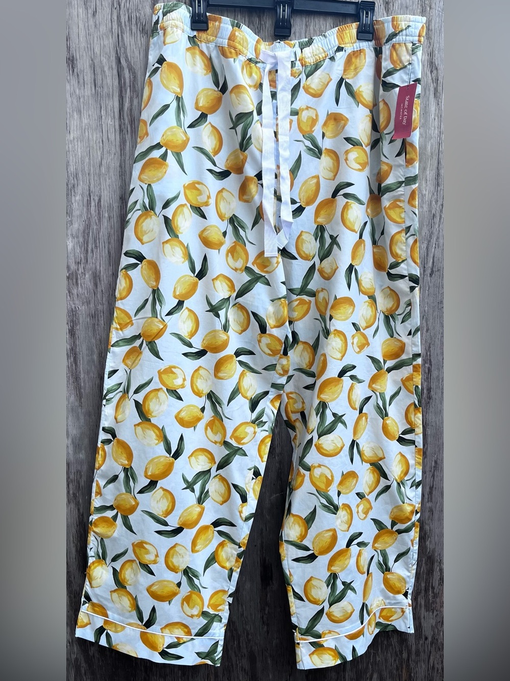 State of Day Intimates Women's Floral Flower Pajama Pants White Yellow XXL